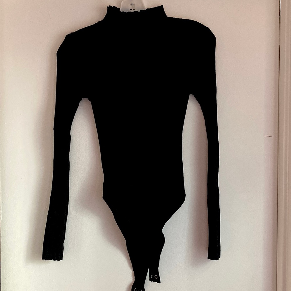 Black Ribbed Body Suit NWOT